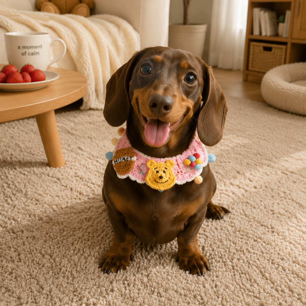 Hand‑Crochet Winnie The Pooh Pet Collar