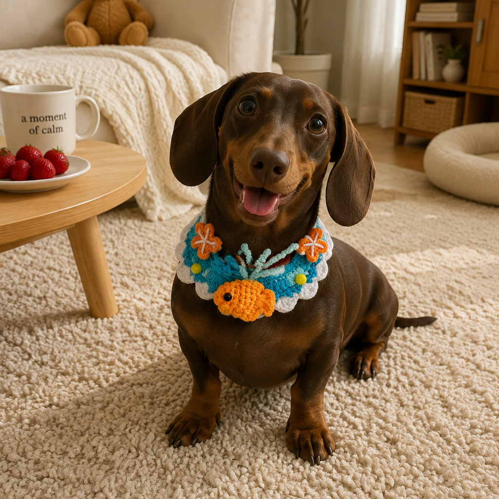 Handmade Crochet Ocean Theme Pet Collar