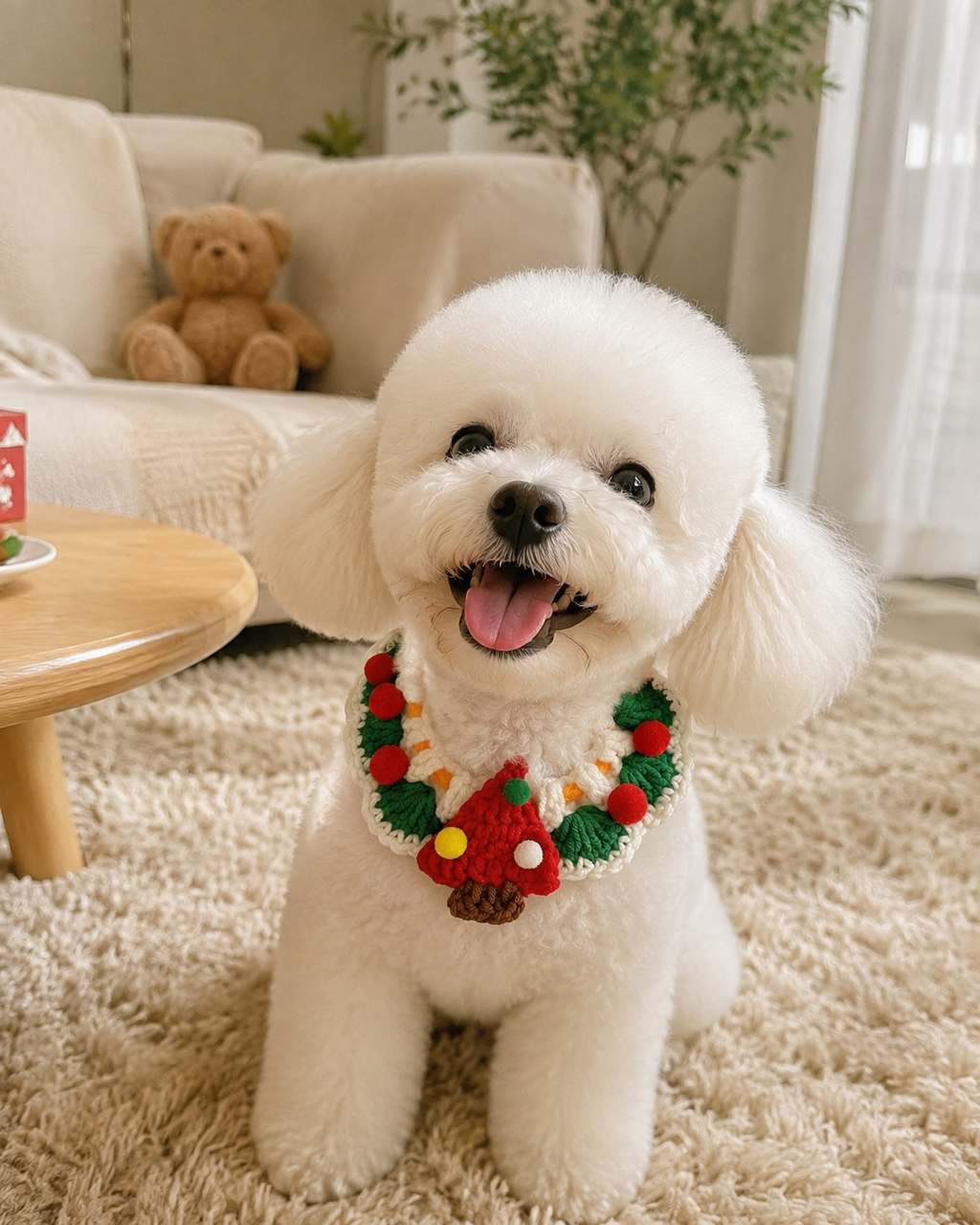 Hand‑Crochet Christmas Tree Pet Collar