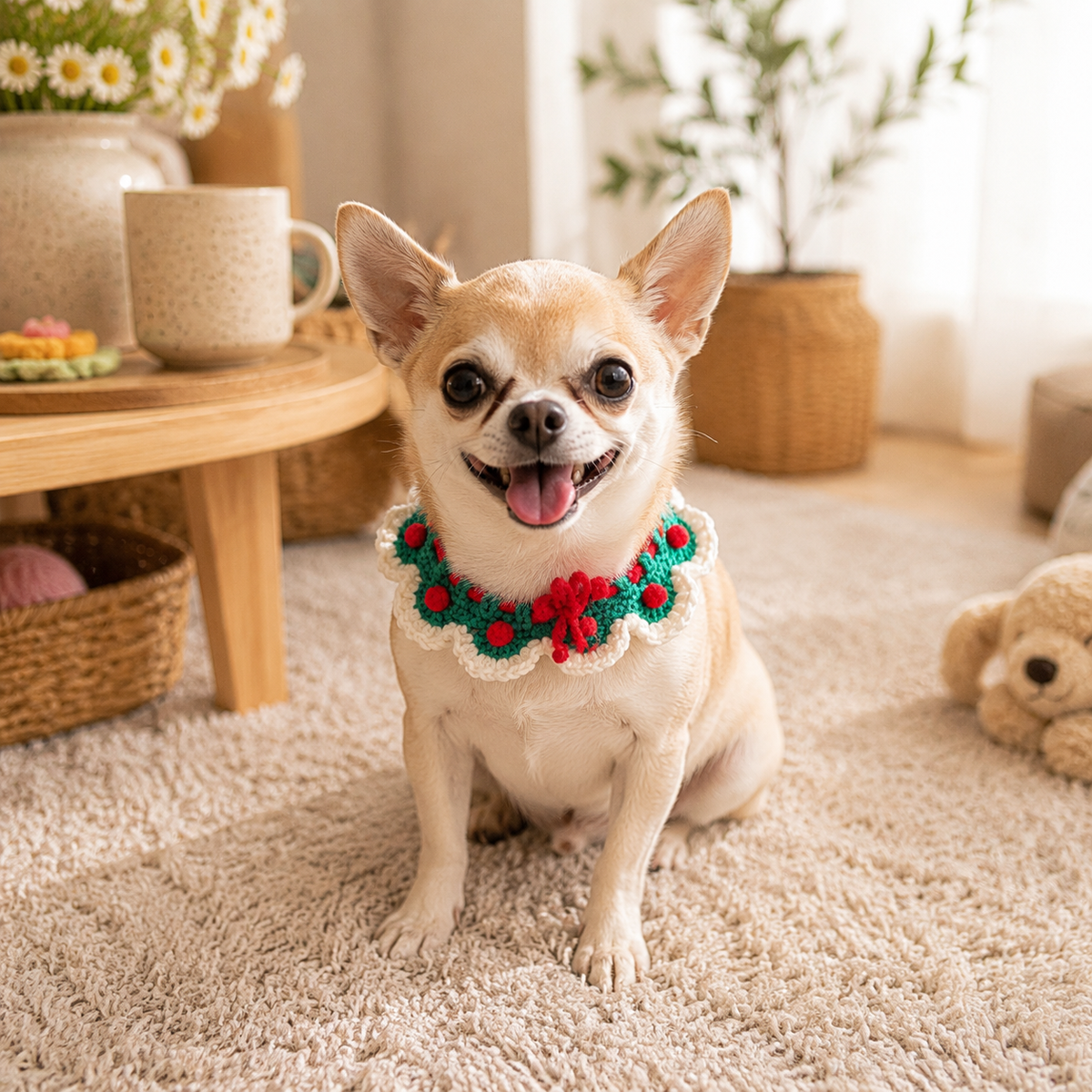 Hand-Crochet Christmas Pet Collar