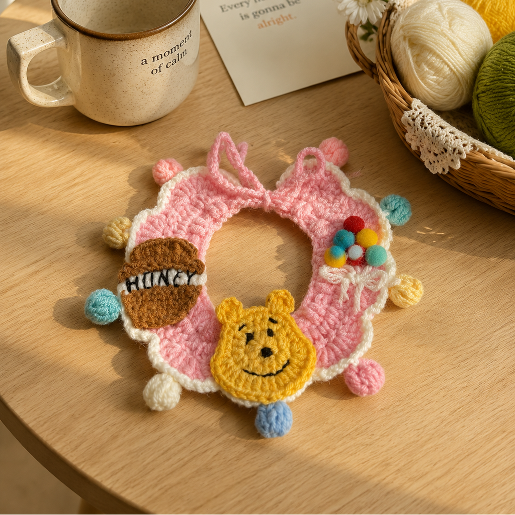 Hand‑Crochet Winnie The Pooh Pet Collar