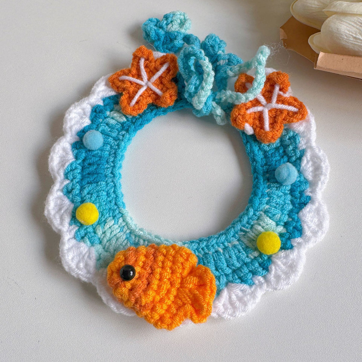 Handmade Crochet Ocean Theme Pet Collar