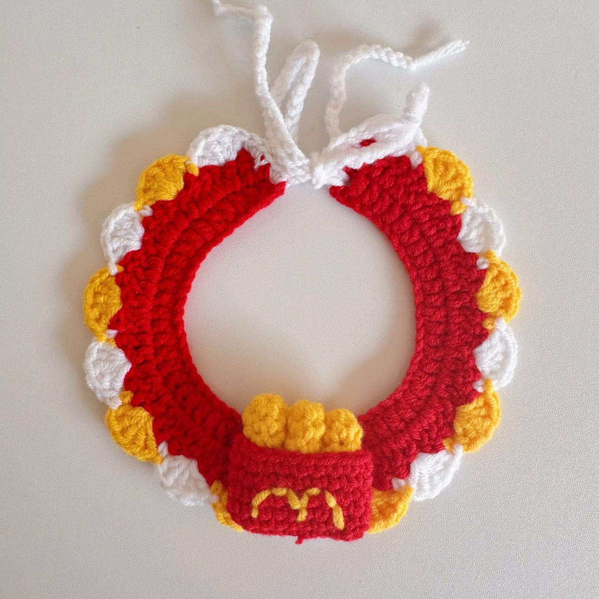 Handmade Crochet French Fries Pet Collar
