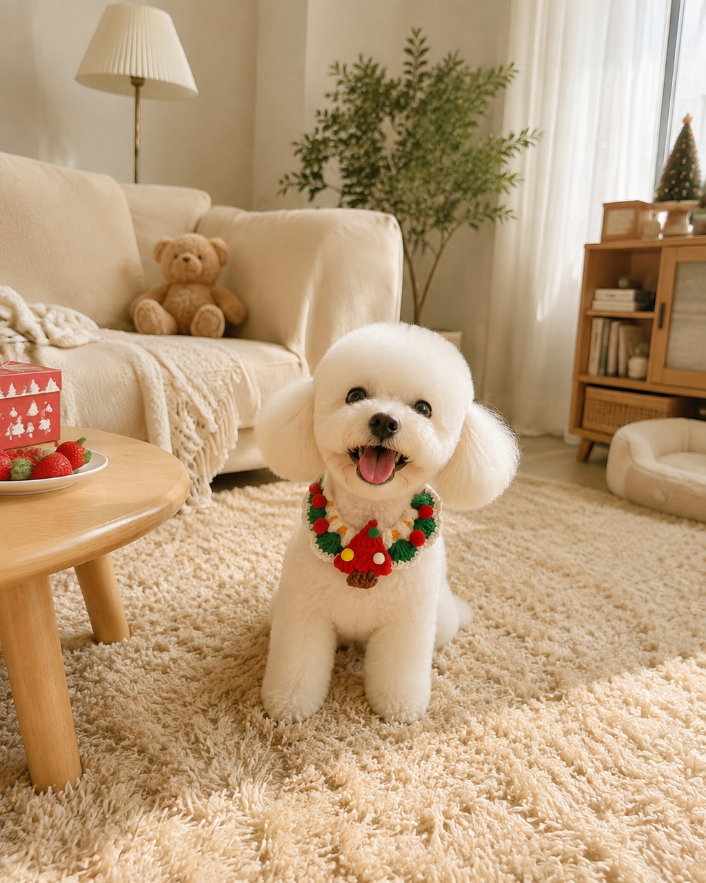 Hand‑Crochet Christmas Tree Pet Collar
