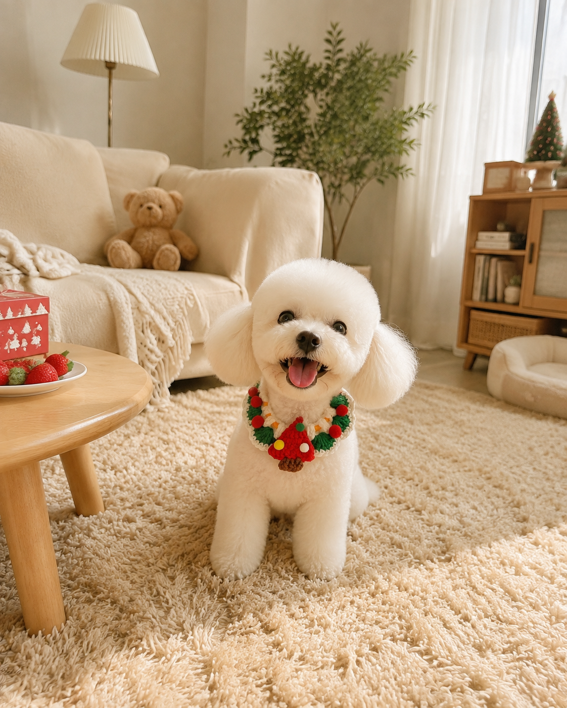 Hand‑Crochet Christmas Tree Pet Collar