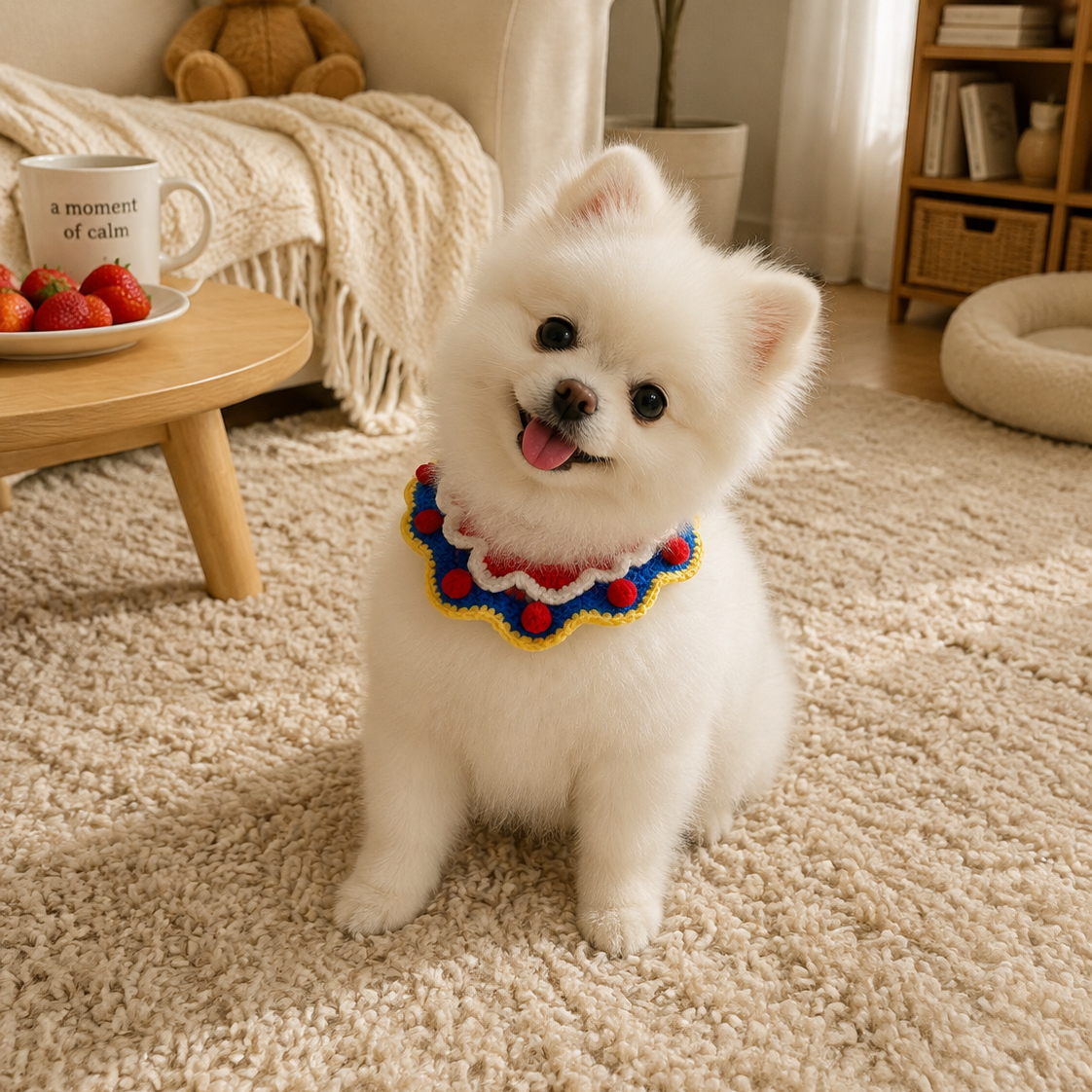 Hand‑Crochet Colorful Ruffle Pet Collar